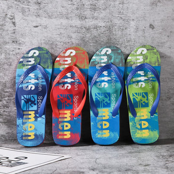 Men's Drift Two Tone Alphabet Print Flip-flops Beach Shoes